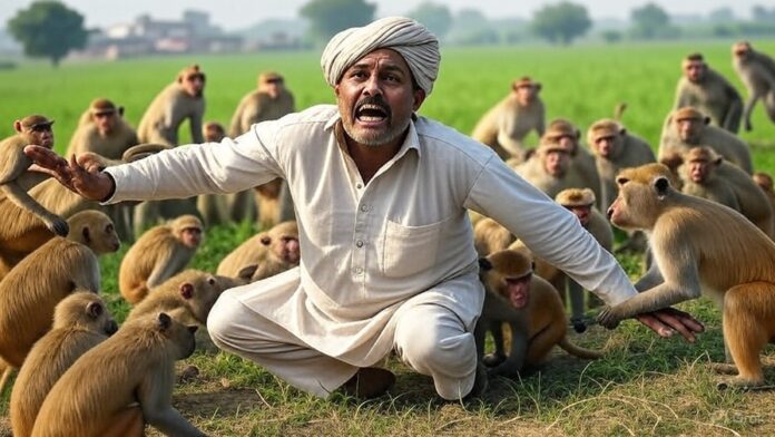 Bihar 20 Monkey Attacked Farmer