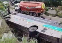 आंध्र प्रदेश के कुरनूल हादसे के बाद अब तेलंगाना में पलटी बस, 20 घायल bus accident