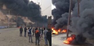 टायरों से भरे चलते ट्रक में लगी भयानक आग, आसमान में छाया धुएं का गुबार Morena-Fire-Incident