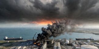 ईरान के ताबड़तोड़ हमले! UAE के फुजैराह तेल टर्मिनल पर मचाई तबाही, कुवैत एयरपोर्ट पर भी दागीं मिसाइलें ai image