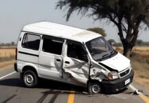 हरियाणा में टायर फटने से पलट गई इको गाड़ी, दो युवकों की मौत और तीन घायल Haryana