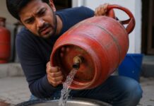 गैस सिलेंडर से निकला पानी, 2500 रुपये का नुकसान, वीडियो देख लोग रह गए हैरान Water Instead of Gas in LPG Cylinder Customer Faces Loss of Thousands Video Goes Viral
