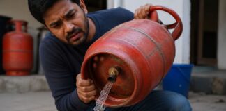 गैस सिलेंडर से निकला पानी, 2500 रुपये का नुकसान, वीडियो देख लोग रह गए हैरान Water Instead of Gas in LPG Cylinder Customer Faces Loss of Thousands Video Goes Viral