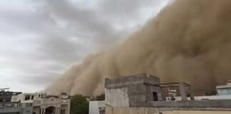 राजस्थान में रेत का कोहराम! दिन में छाया अंधेरा, गाड़ियों की लाइट जलाकर घरों से निकले लोग sandstorm in Churu