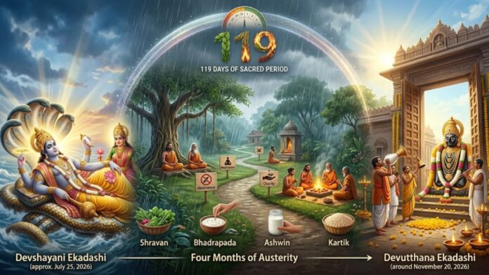 Chaturmas 2026: The 119-day holy period begins on July 25. Find out why auspicious events are not performed during this period. Chaturmas 2026: The 119-day holy period begins on July 25. Find out why auspicious events are not performed during this period