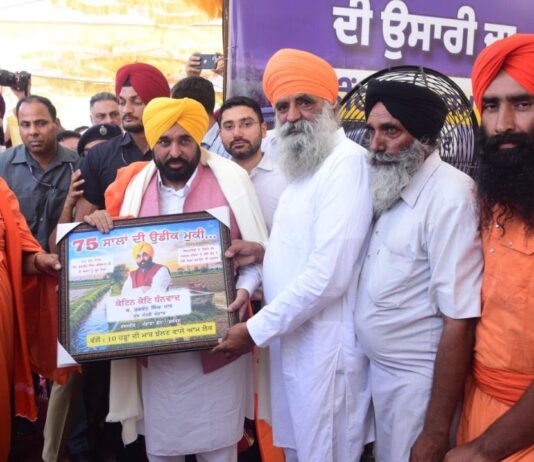 सीएम मान ने 38 किलोमीटर लंबी धुस्सी बांध लिंक सड़क का किया शिलान्यास cm mann laid foundation stone for 38 km long dhussi bund link road