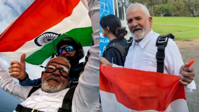 Indian grandfather skydiving
