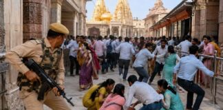 काशी विश्वनाथ मंदिर में अफरातफरी, PSC जवान की बंदूक से चली गोली, 3 श्रद्धालु घायल Kashi Temple Firing