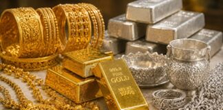 सोने-चांदी की कीमतों में गिरावट, जानिए 22 और 24 कैरेट गोल्ड का रेट gold rate today
