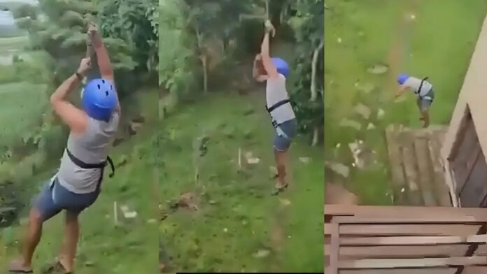Youth falls from 40 foot height after zipline snaps video from Karnataka goes viral Youth falls from 40 foot height after zipline snaps video from Karnataka goes viral