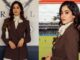 जाह्नवी कपूर का क्लासी लुक हुआ वायरल, स्टेडियम में बिखेरा ग्लैमर Janhvi Kapoor corporate-core look