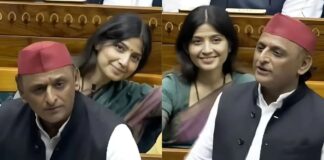 लोकसभा में अखिलेश यादव के भाषण के बीच डिंपल यादव की क्यूट हरकत, वीडियो हुआ वायरल Dimple Yadav cute gesture