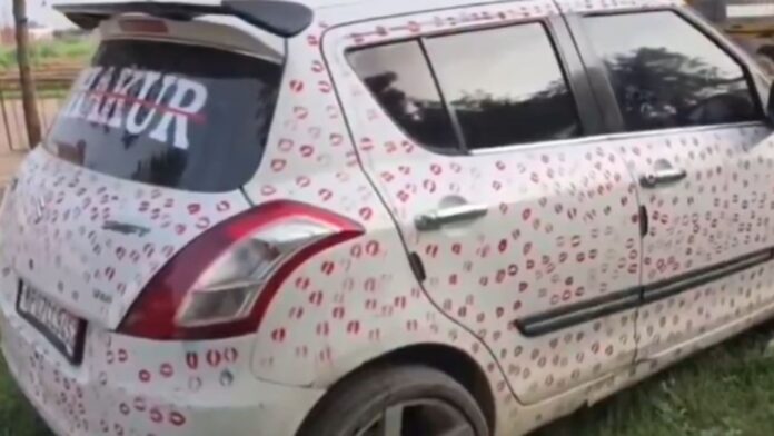 Lipstick Kiss Marks On Car gwalior viral video Lipstick Kiss Marks On Car gwalior viral video