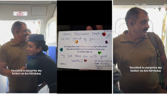 proud moment indigo flight daughter surprises father on birthday (1) proud moment indigo flight daughter surprises father on birthday
