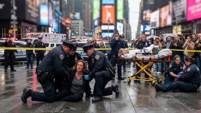 Times Square Stabbing Woman Attacks 2 Shot Dead