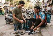 डिलीवरी पार्टनर की फटी चप्पल देख पसीजा युवक का दिल, गिफ्ट किए ब्रांड न्यू Adidas शूज Viral Video