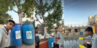 नदी किनारे सफाई की पहल पर चोर का वार, कूड़ेदान रखकर गए बिट्टू तो एक गायब मिला