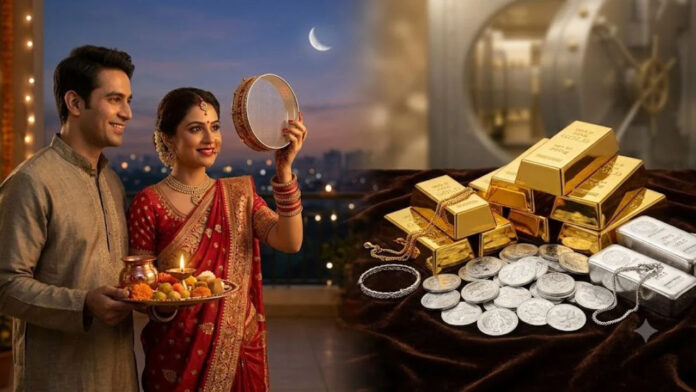 करवा चौथ के मौके पर फिसला सोने-चांदी का दाम, सिल्वर 1000 रुपये टूटा, जानें आज के ताजा रेट