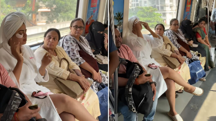 न घर की चिंता, न लोगों की परवाह! मेट्रो में बाथरोब पहनकर पहुंची लड़की, करने लगी मेकअप, वीडियो वायरल