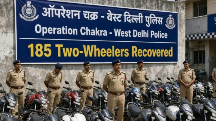 ऑपरेशन चक्र का बड़ा प्रहार, पश्चिमी दिल्ली पुलिस ने 185 दोपहिया वाहन बरामद कर चोरों के नेटवर्क को दी करारी चोट