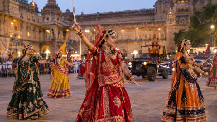Navratri Special Video: पारंपरिक पोशाक, हाथों में तलवार और चेहरे पर आत्मविश्वास, राजपूताना महिलाओं के शौर्य ने जीता दिल