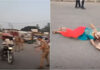 रुद्रपुर में पुलिस चेकिंग देख पति ने दौड़ाई बाइक, सड़क पर गिरी पत्नी को छोड़कर भागा; वीडियो वायरल